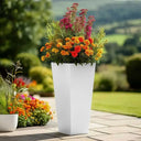 90cm Zinc Galvanised Matte White Tall Tapered Square Planter