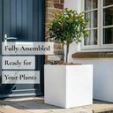 60cm Zinc Galvanised Matte White Square Planter