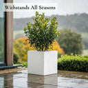 30cm Zinc Galvanised Matte White Square Planter