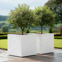 50cm Zinc Galvanised Matte White Square Planter