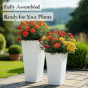 90cm Zinc Galvanised Matte White Tall Tapered Square Planter