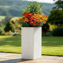75cm Zinc Galvanised Matte White Tall Square