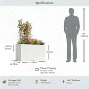 80cm Long Zinc Galvanised Matte White 60cm Tall Trough Planter