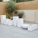 90cm Zinc Galvanised Matte White Tall Tapered Square Planter