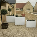 90cm Long Zinc Galvanised Matte White 60cm Tall Trough Planter
