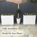 90cm Long Zinc Galvanised Matte White 60cm Tall Trough Planter
