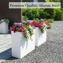 75cm Long Zinc Galvanised Matte White 90cm Tall Trough Planter