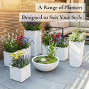 30cm Zinc Galvanised Matte White Square Planter