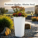 90cm Zinc Galvanised Matte White Tall Tapered Square Planter