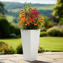 90cm Zinc Galvanised Matte White Tall Tapered Square Planter