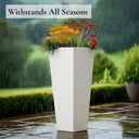 70cm Zinc Galvanised Matte White Tall Tapered Square Planter