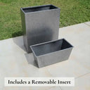 75cm Long Zinc Galvanised Silver & Black Textured 90cm Tall Trough Planter