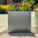 75cm Long Zinc Galvanised Silver & Black Textured 90cm Tall Trough Planter