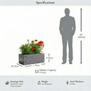 75cm Zinc Galvanised Silver & Black Textured Trough Planter