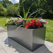 75cm Zinc Galvanised Silver & Black Textured Trough Planter