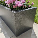40cm Zinc Galvanised Silver & Black Textured Square Planter