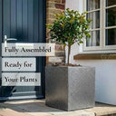 50cm Mottled Zinc Galvanised Silver & Black Textured Square Planter