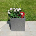 40cm Zinc Galvanised Silver & Black Textured Square Planter