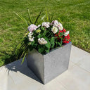 50cm Mottled Zinc Galvanised Silver & Black Textured Square Planter
