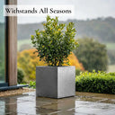 60cm Zinc Galvanised Silver & Black Textured Square Planter