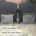 90cm Long Zinc Galvanised Silver & Black Textured 60cm Tall Trough Planter