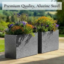 80cm Long Zinc Galvanised Silver & Black Textured 60cm Tall Trough Planter
