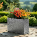 90cm Long Zinc Galvanised Silver & Black Textured 60cm Tall Trough Planter
