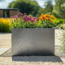 80cm Long Zinc Galvanised Silver & Black Textured 60cm Tall Trough Planter