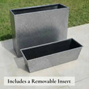 90cm Long Zinc Galvanised Silver & Black Textured 60cm Tall Trough Planter