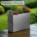 90cm Long Zinc Galvanised Silver & Black Textured 60cm Tall Trough Planter