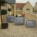 90cm Long Zinc Galvanised Silver & Black Textured 60cm Tall Trough Planter