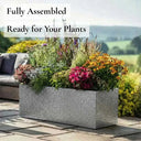 70cm Zinc Galvanised Silver & Black Textured Trough Planter