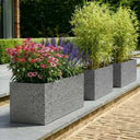 70cm Zinc Galvanised Silver & Black Textured Trough Planter
