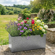 70cm Zinc Galvanised Silver & Black Textured Trough Planter