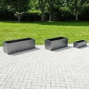 70cm Zinc Galvanised Silver & Black Textured Trough Planter