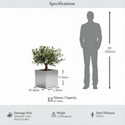 30cm Zinc Galvanised Silver Square Planter