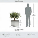 40cm Zinc Galvanised Brushed Silver Square Planter
