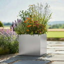 50cm Zinc Galvanised Brushed Silver Square Planter