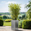 100cm Zinc Galvanised Silver & Black Textured Tall Square Planter