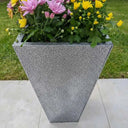 70cm Zinc Galvanised Silver & Black Textured Tall Tapered Square Planter