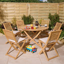 Ashdown Folding 6 Seat Round Dining Set With Cushions