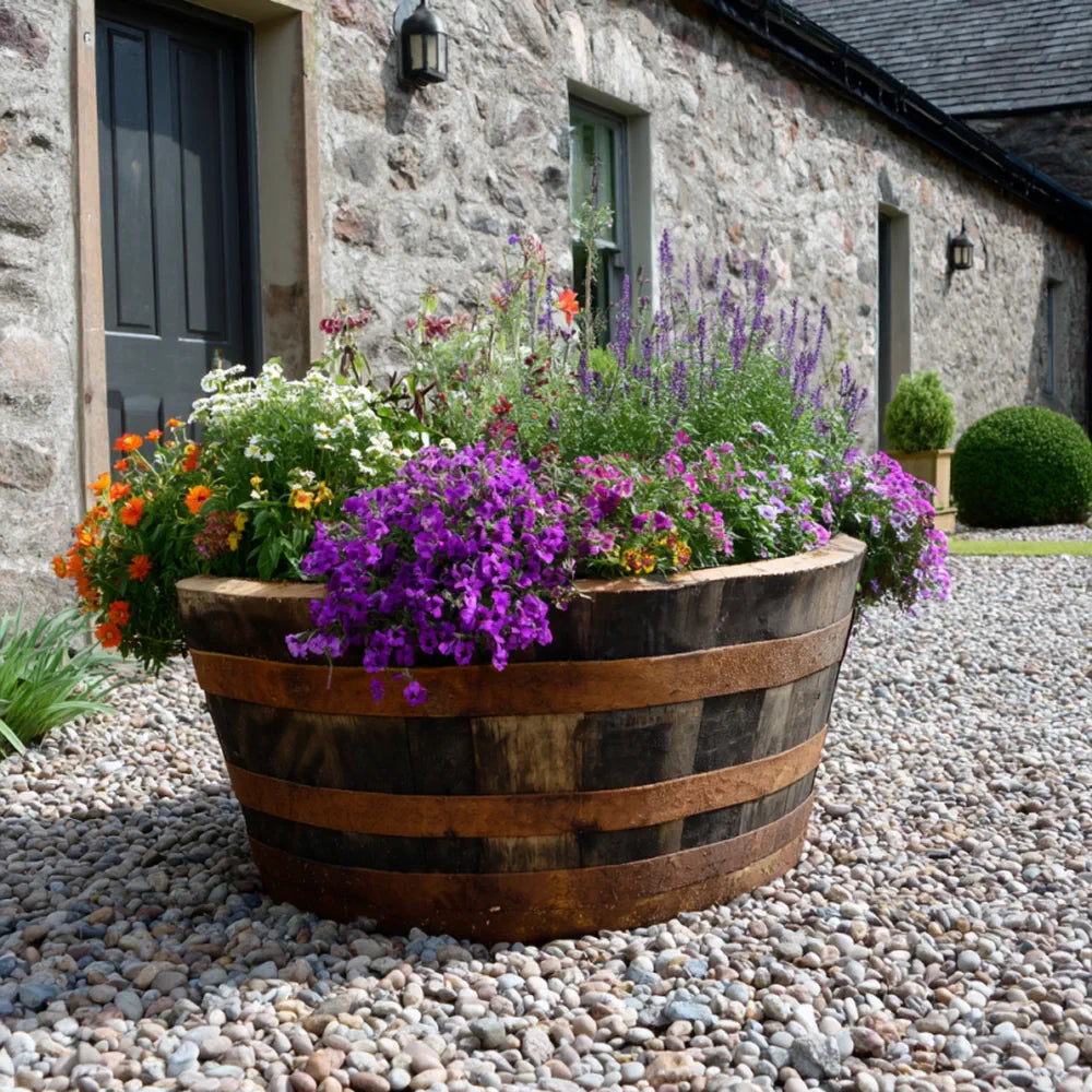 83cm Rustic 1/4 Barrel Oak Herb/Bedding Planter