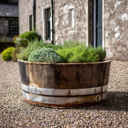70cm Rustic Silver Hoop 1/4 Barrel Oak Herb/Bedding Planter