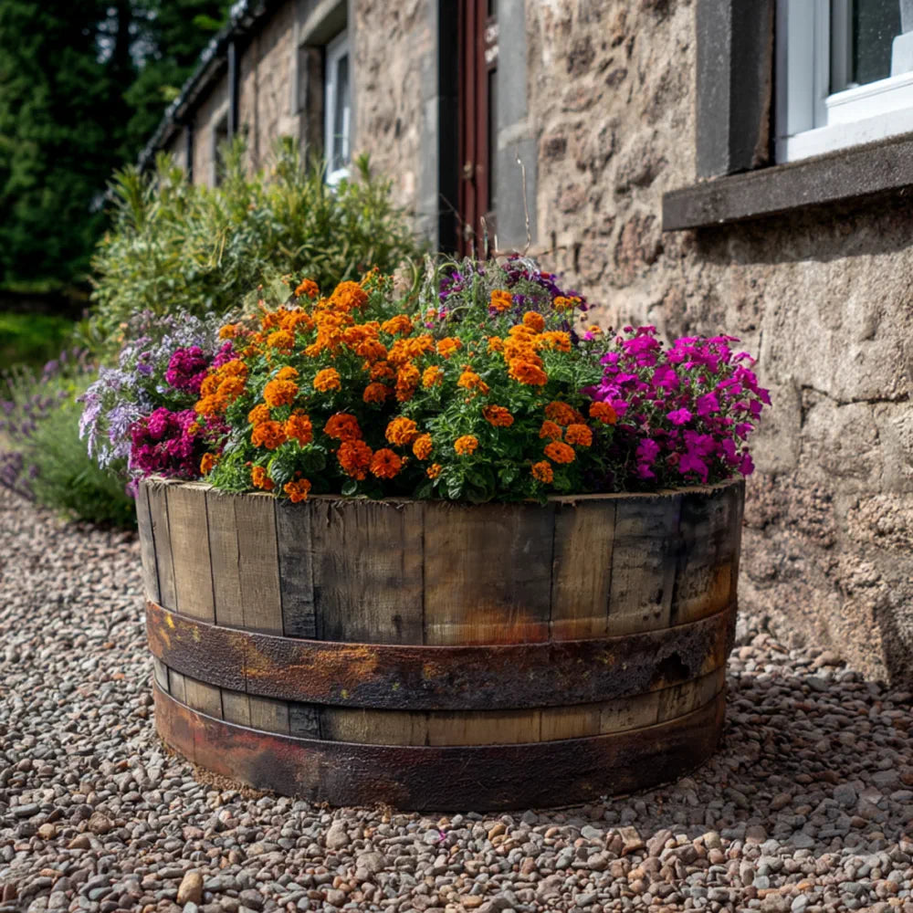 65cm Rustic 1/4 Barrel Oak Herb/Bedding Planter