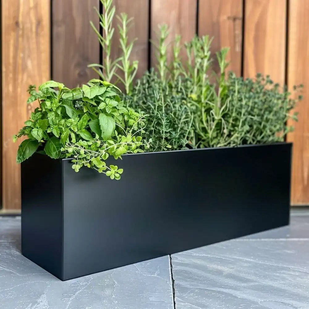 75cm Zinc Galvanised Matte Black Trough Planter