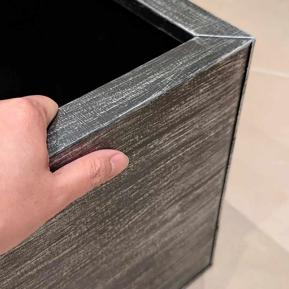DAMAGED (READ DESCRIPTION) 100cm Zinc Galvanised Hand Finished Brushed Black & Silver Trough Planter