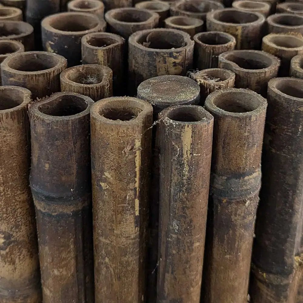 black thick bamboo screening roll close