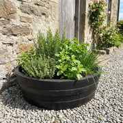 65cm Black 1/4 Barrel Oak Herb/Bedding Planter