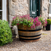 45cm Black Painted Rings Half Oak Barrel
