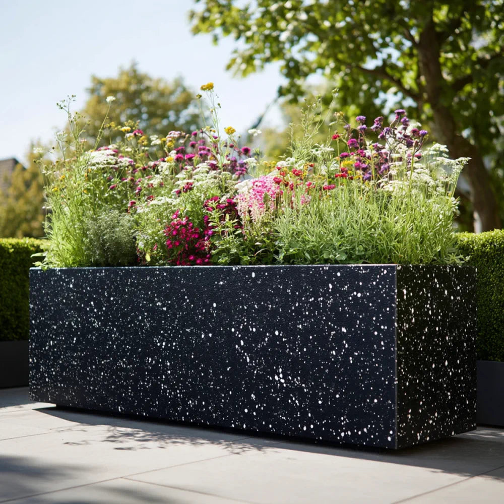 120cm Zinc Galvanised Blackstone Effect Trough Planter